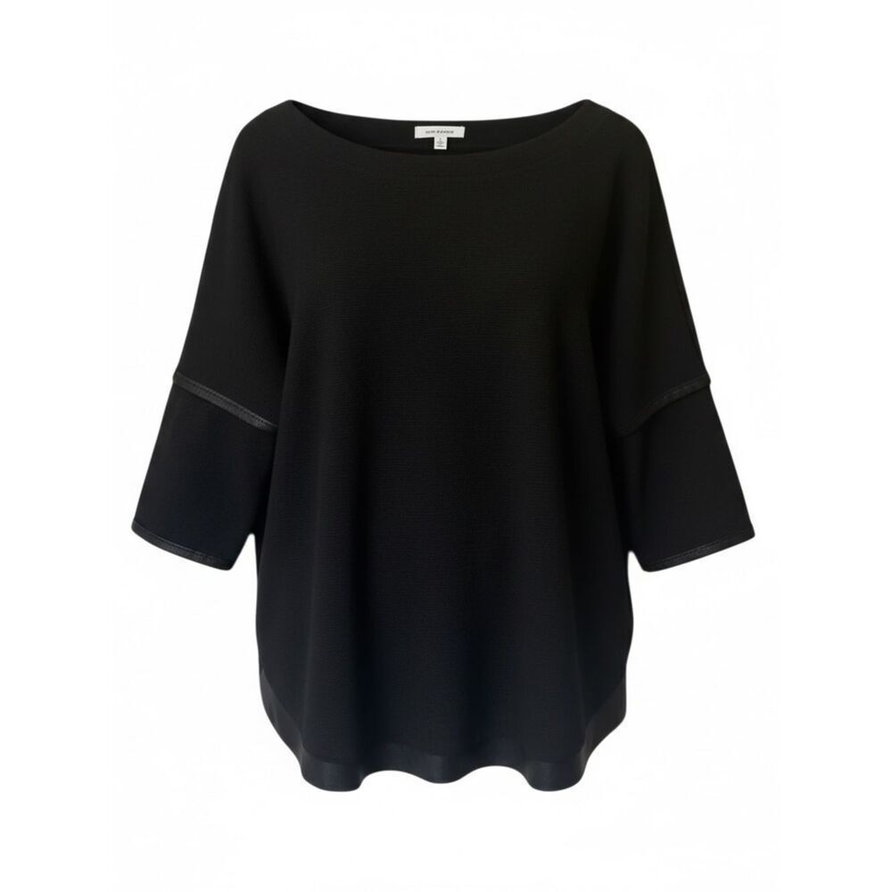 Max Studio Faux Leather Trim Curved Hem Top‎